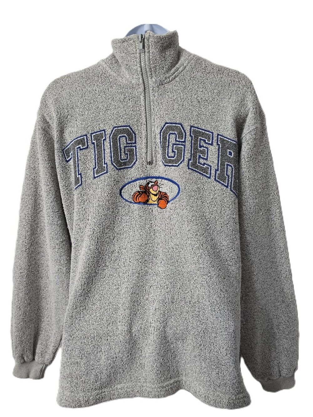 Vintage Disney Store Tigger Sweatshirt S Quarter Zip Pullover Embroidery 90s USA